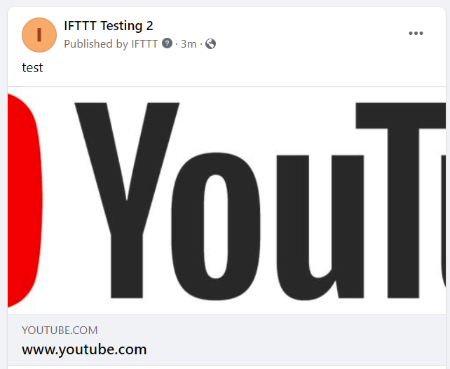 Example of Facebook post with broken YouTube thumbnail (Image)